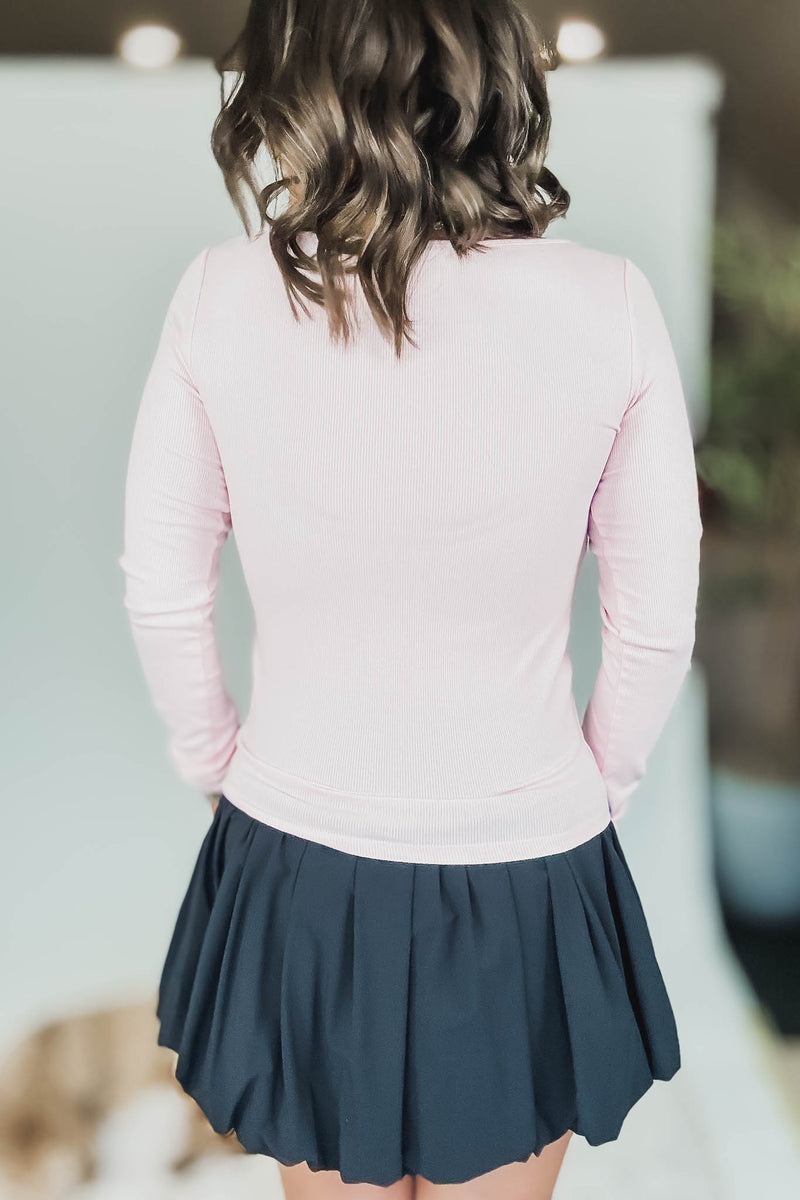 Barely There Chalk Pink Boat Neck Micro-Ribbed Top