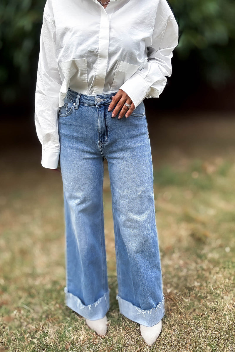 Stella Rae's Best 90s Stretch Cuffed Hem High Rise Straight Jeans