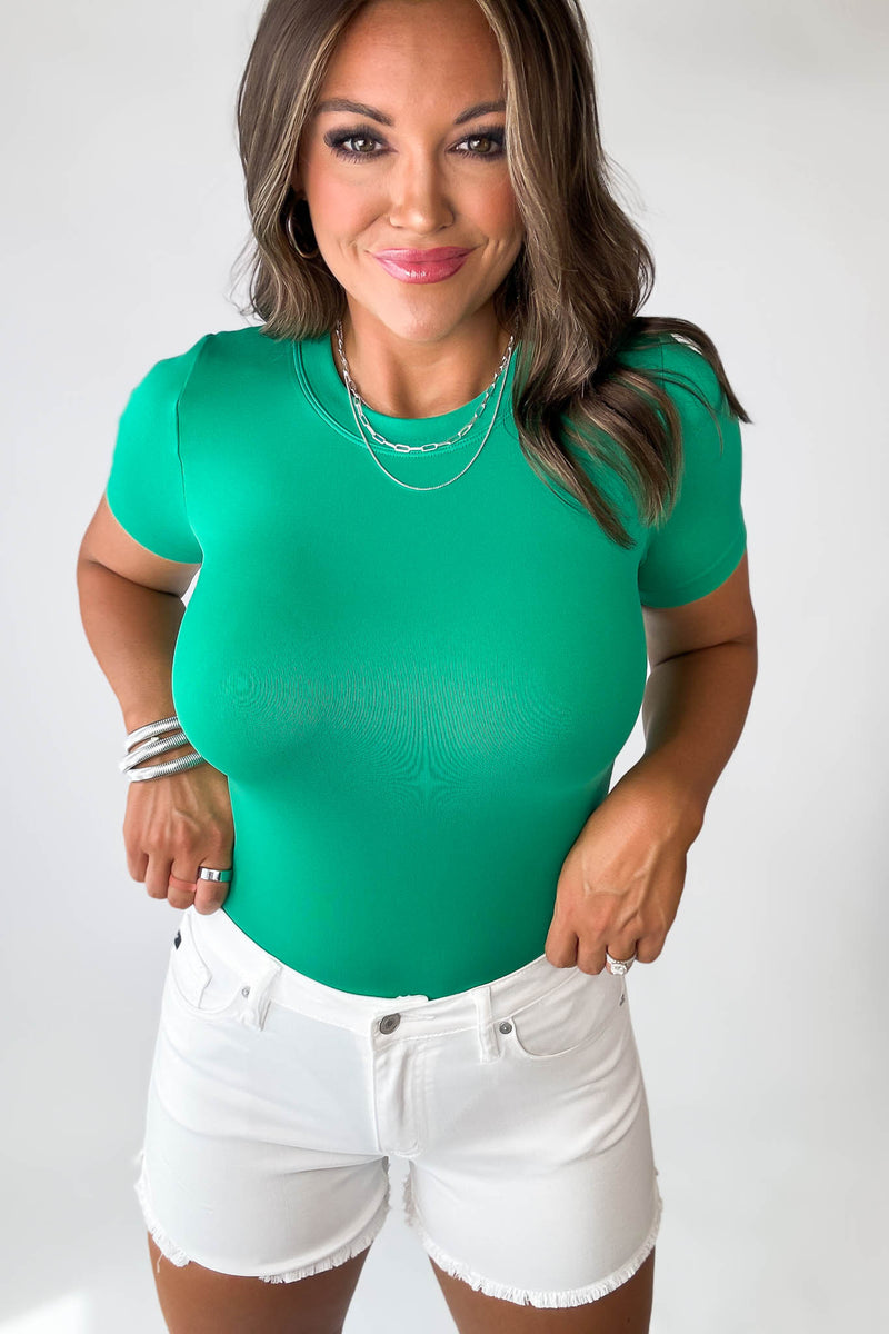 Perfect Short Sleeve Smooth Kelly Green Bodysuit