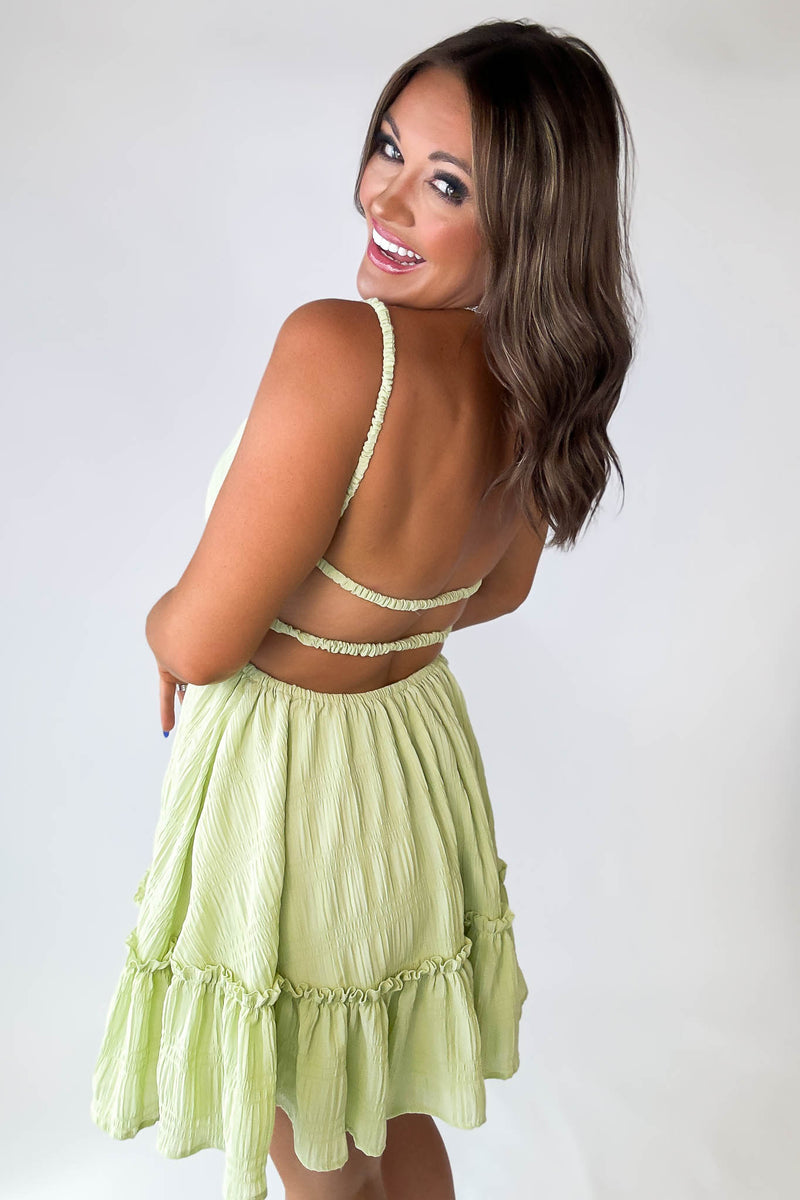 Mable Apple Green Cut Out Waist Dress