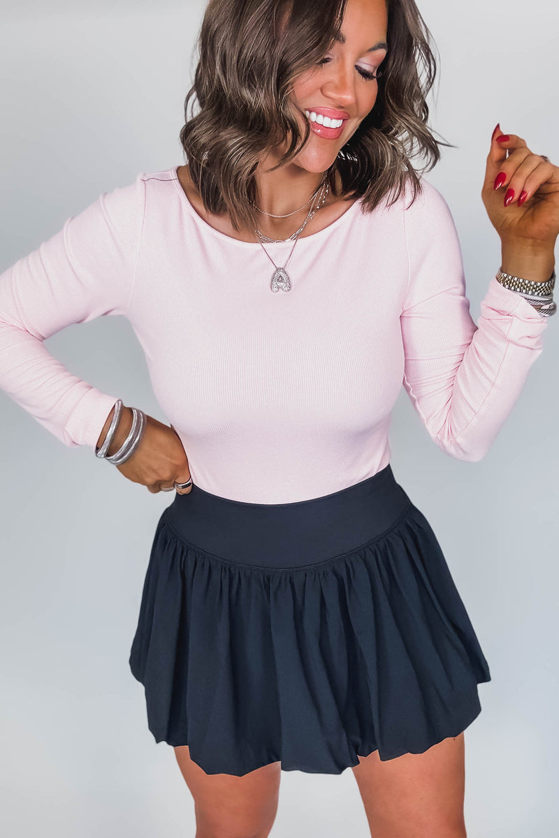 Barely There Chalk Pink Boat Neck Micro-Ribbed Top