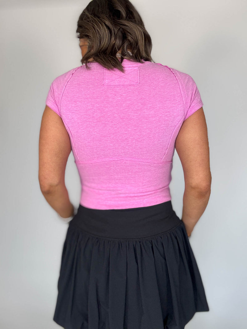 Heathered Mauve Exposed Seam Tee