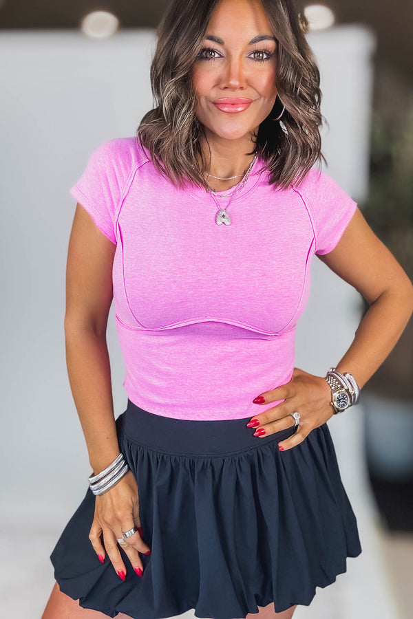Heathered Mauve Exposed Seam Tee
