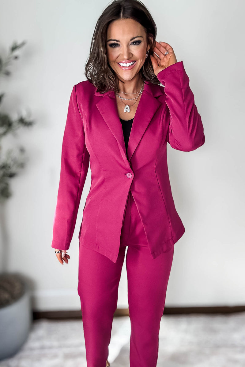 Luxury Lifestyle Magenta High Waisted Dressy Pants