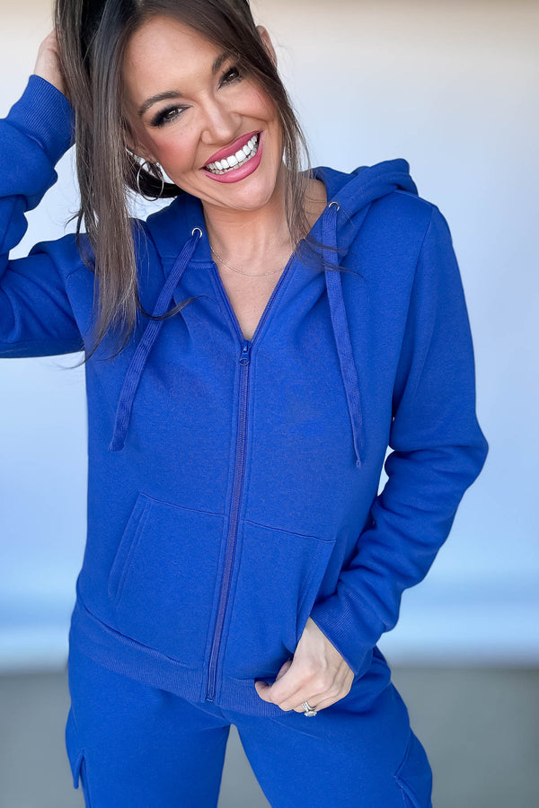 Fleece Royal Zipper Jacket Hoodie