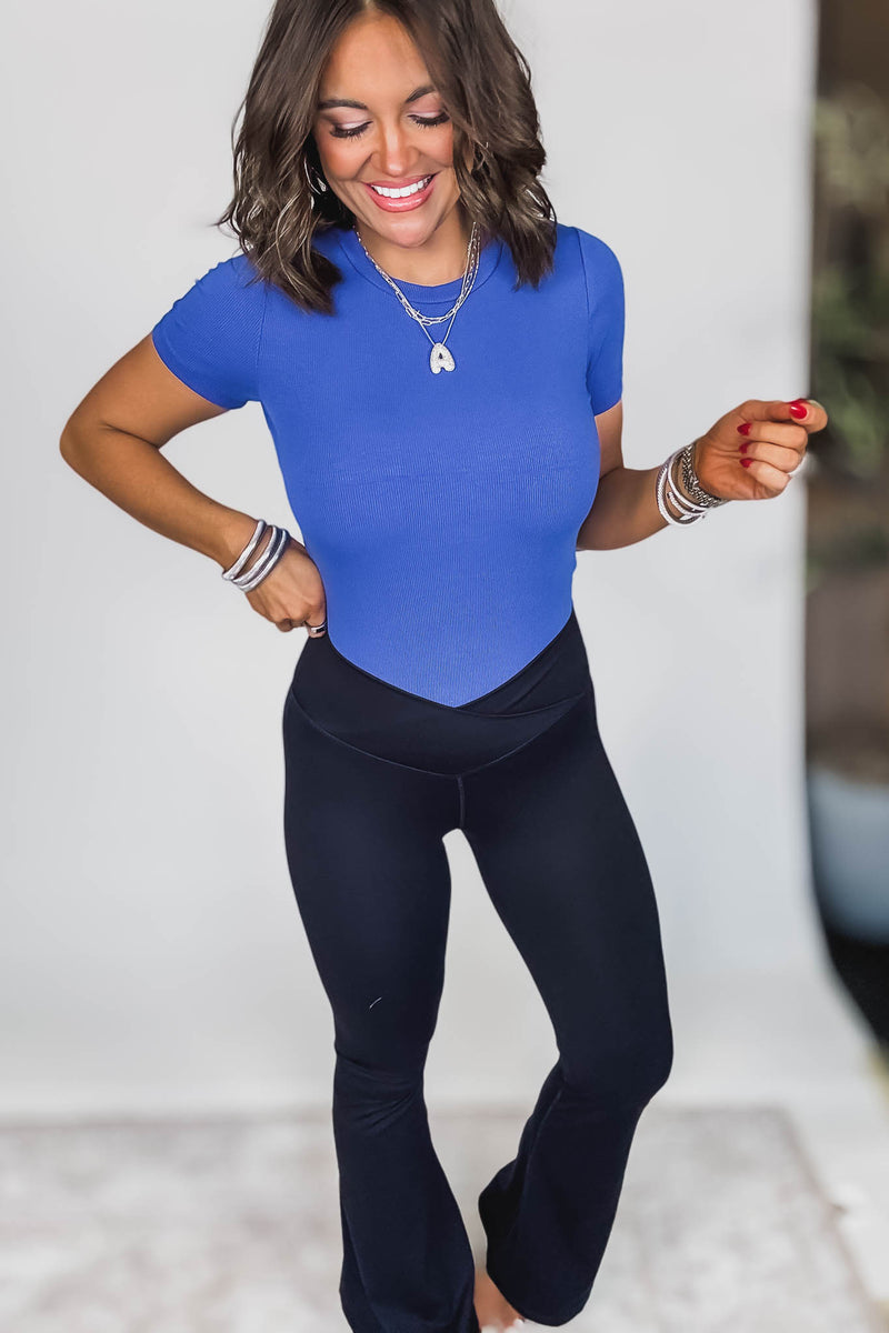 Black Venice Crossover Waist Yoga Pants