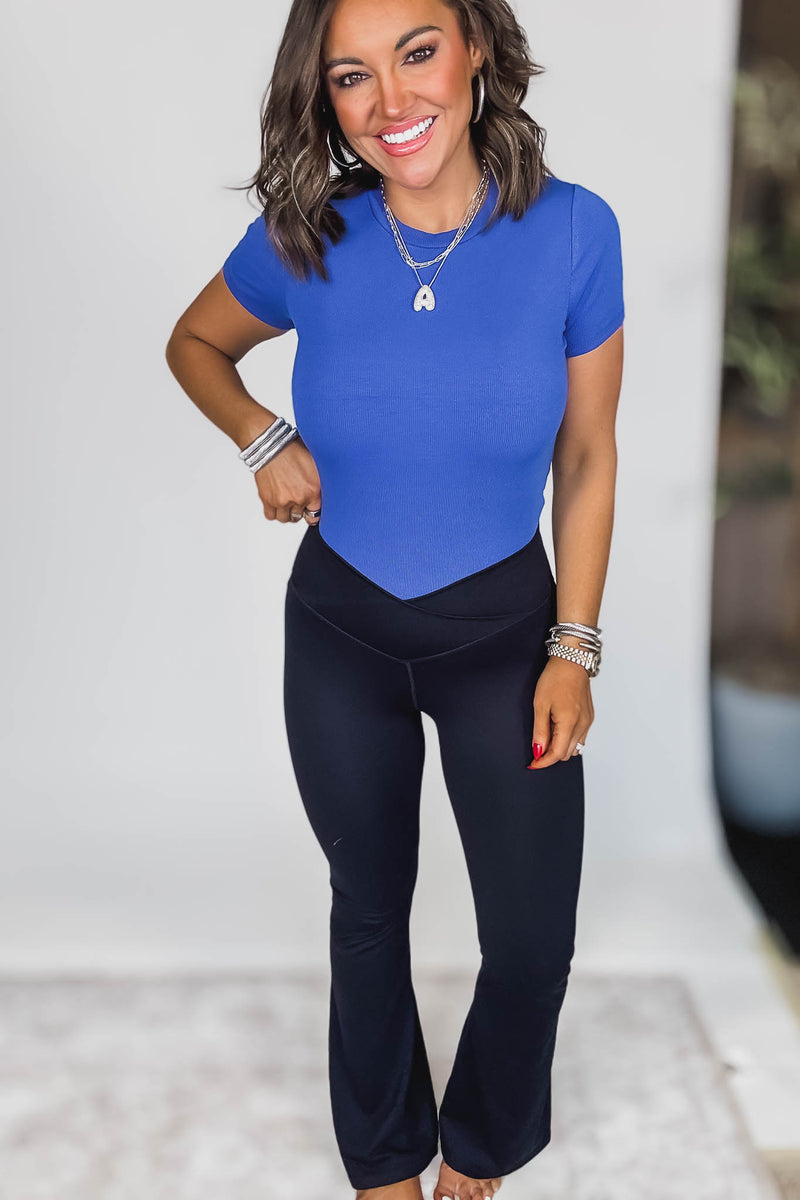 Black Venice Crossover Waist Yoga Pants