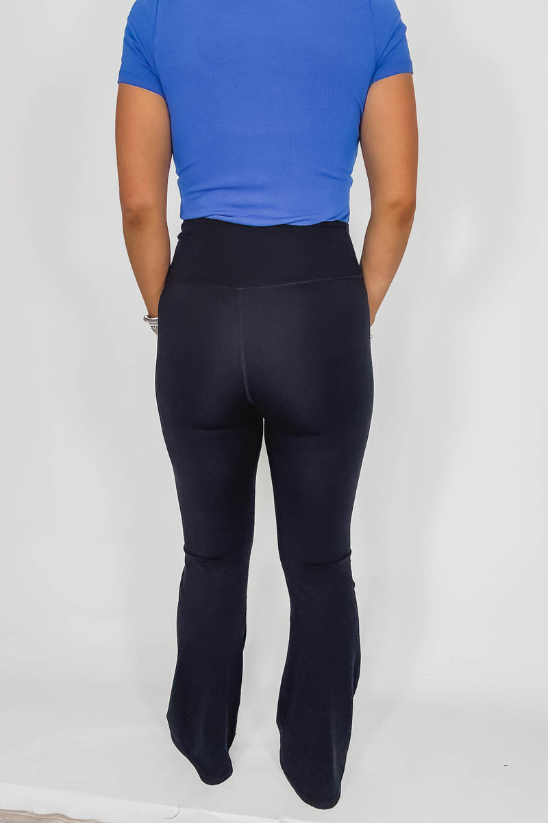 Black Venice Crossover Waist Yoga Pants