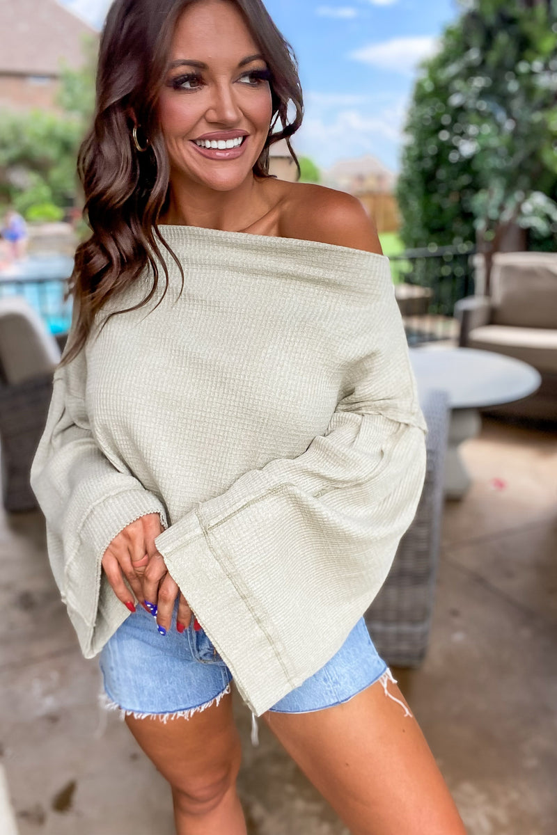 Welcome Home Back Slit Wide Sleeve Top