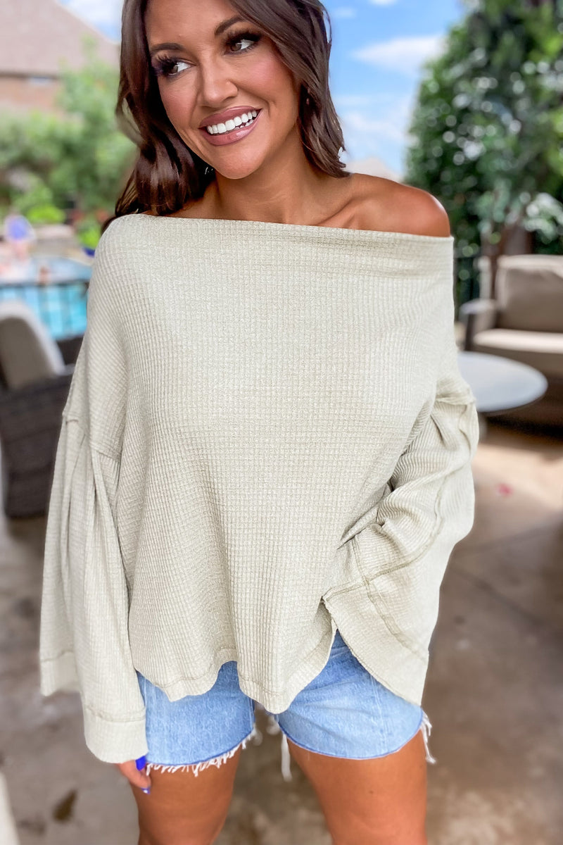Welcome Home Back Slit Wide Sleeve Top