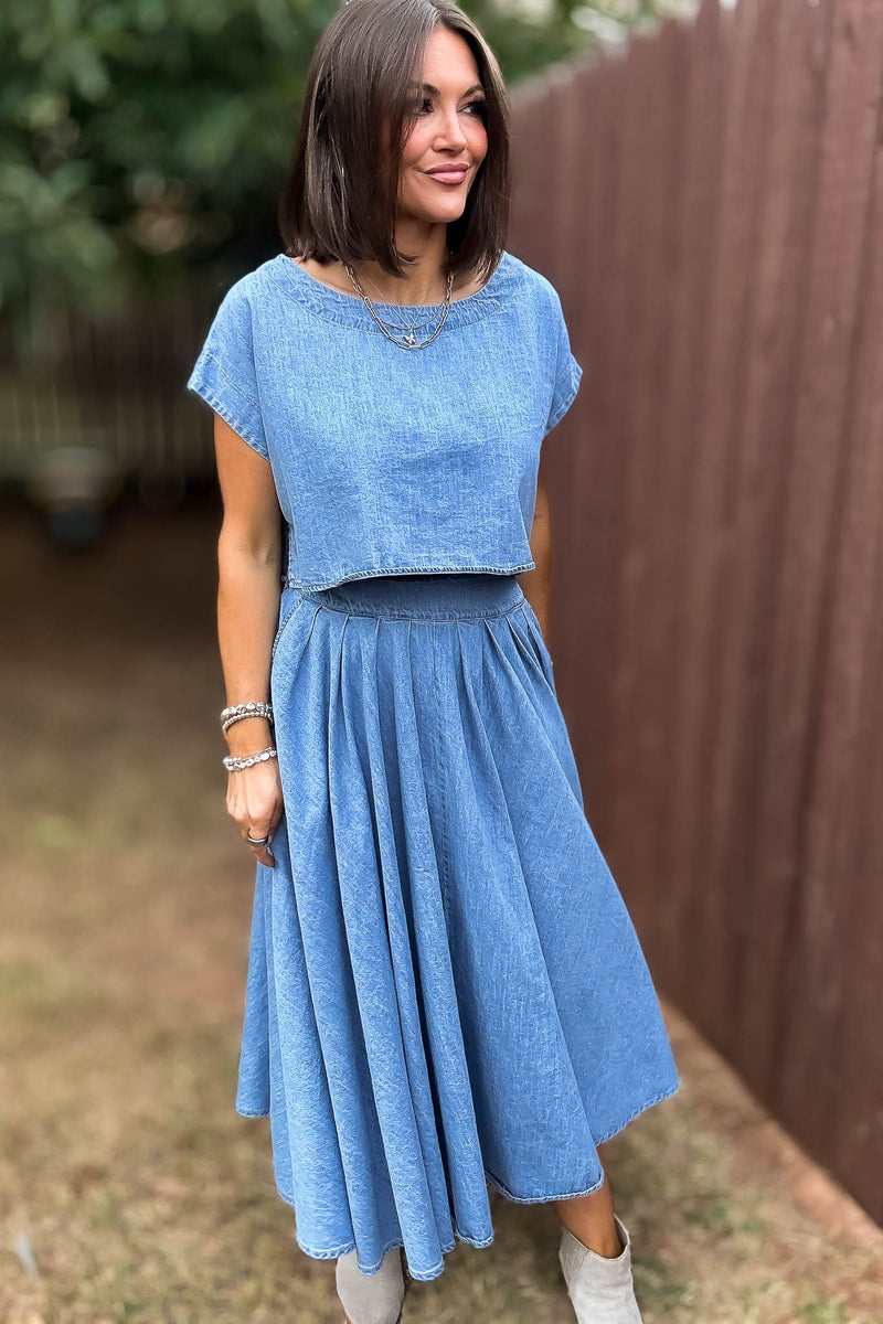 Mable I'm Choosing Happiness Denim Skirt
