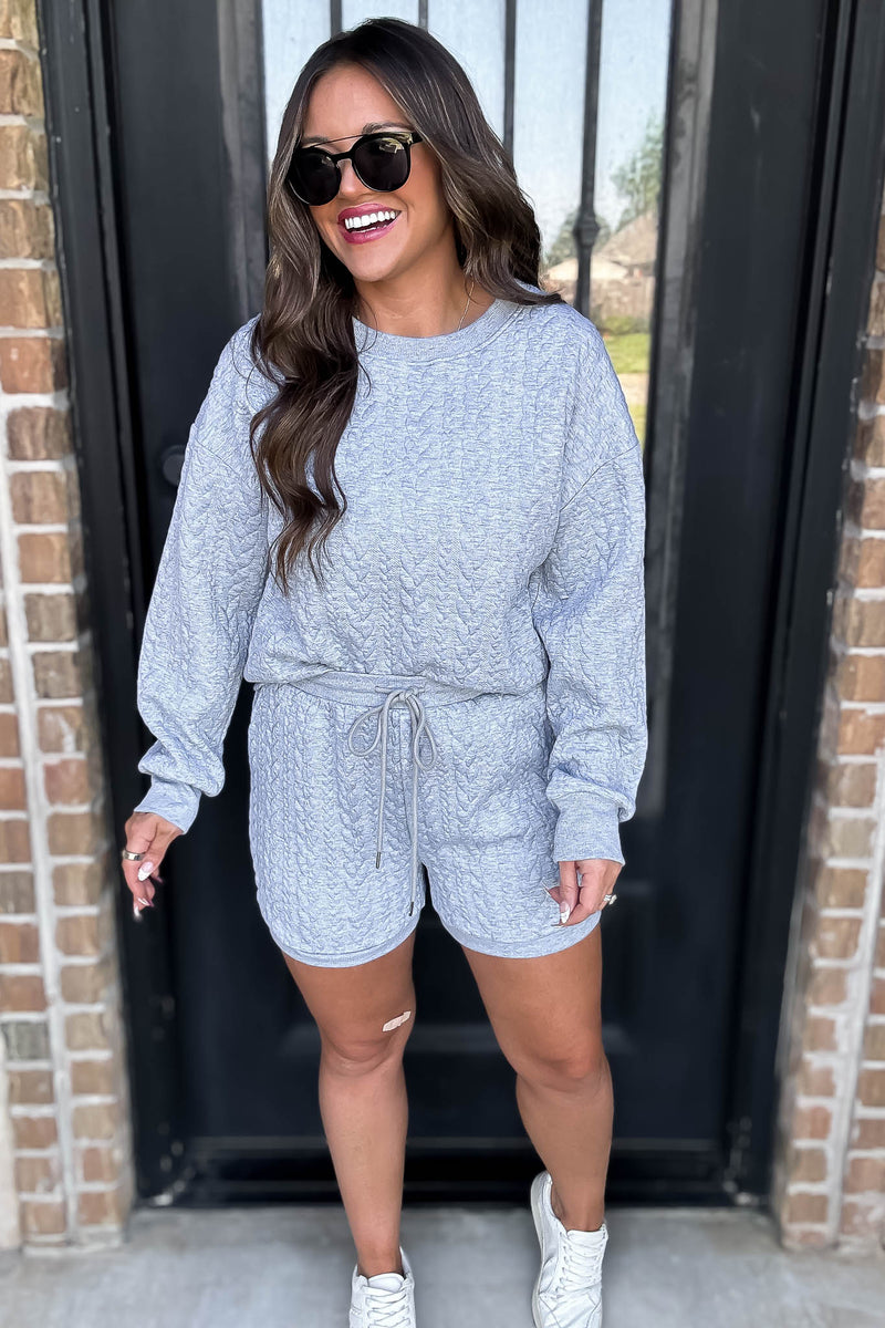 Heather Grey Cable Knitted Short
