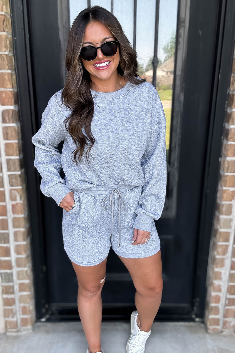 Heather Grey Cable Knitted Top