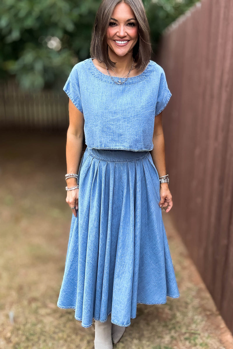 Mable I'm Choosing Happiness Denim Skirt