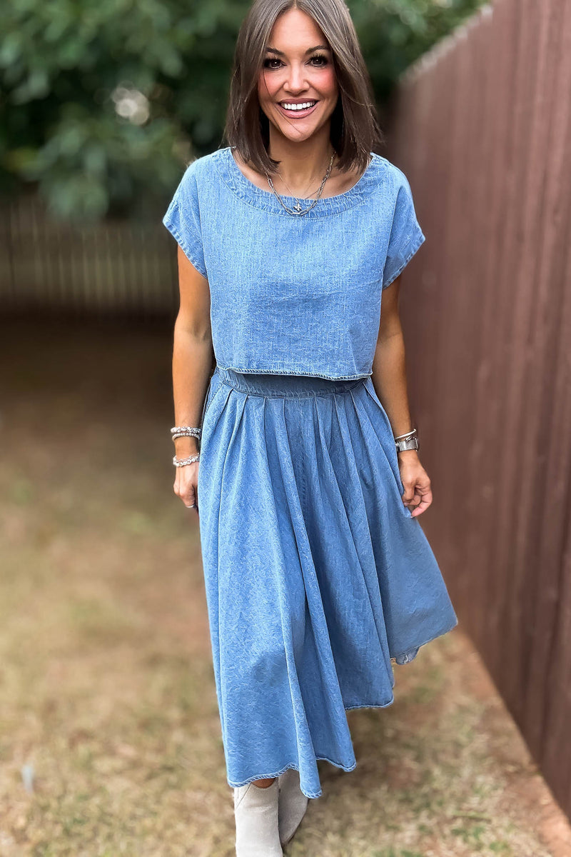 Mable I'm Choosing Happiness Denim Skirt