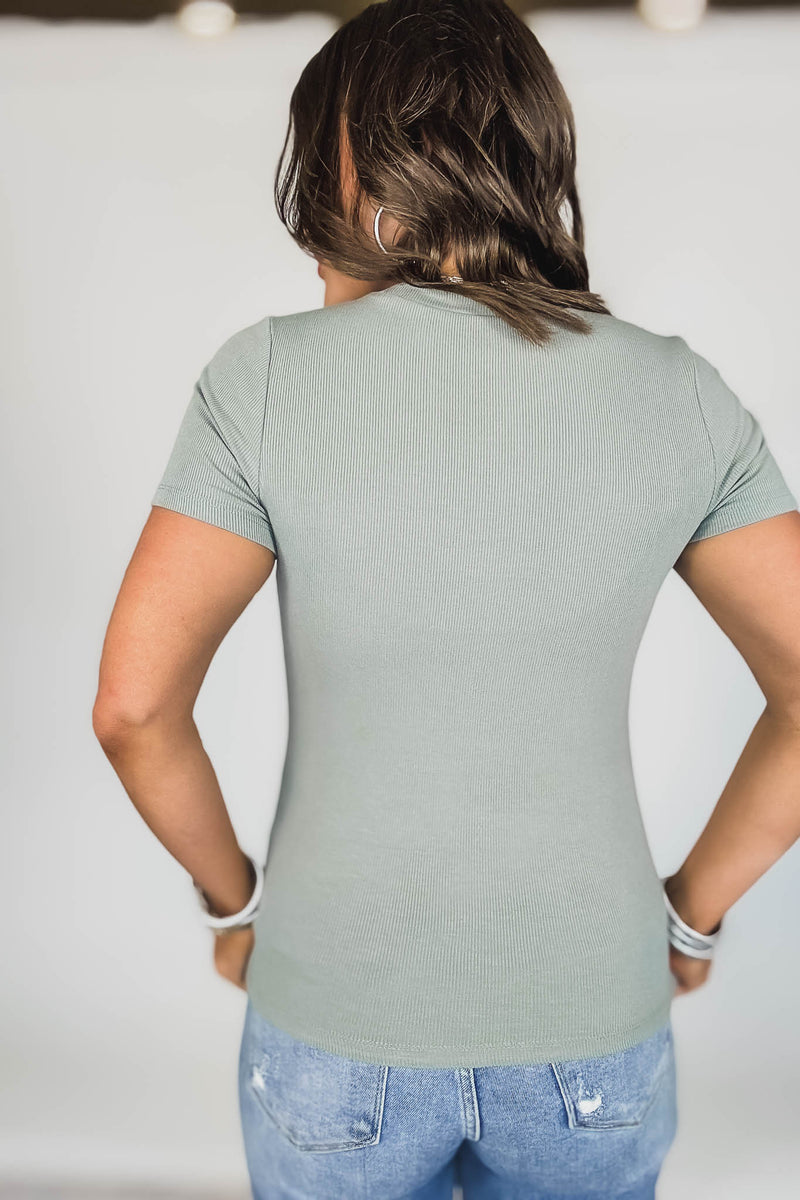 Essential Shadow Short-Sleeved Micro-Ribbed Top