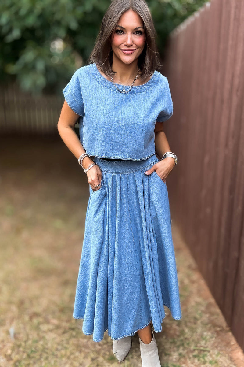 Mable I'm Choosing Happiness Denim Skirt
