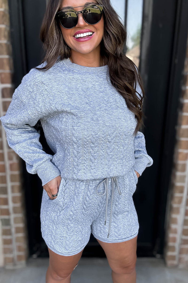 Heather Grey Cable Knitted Short