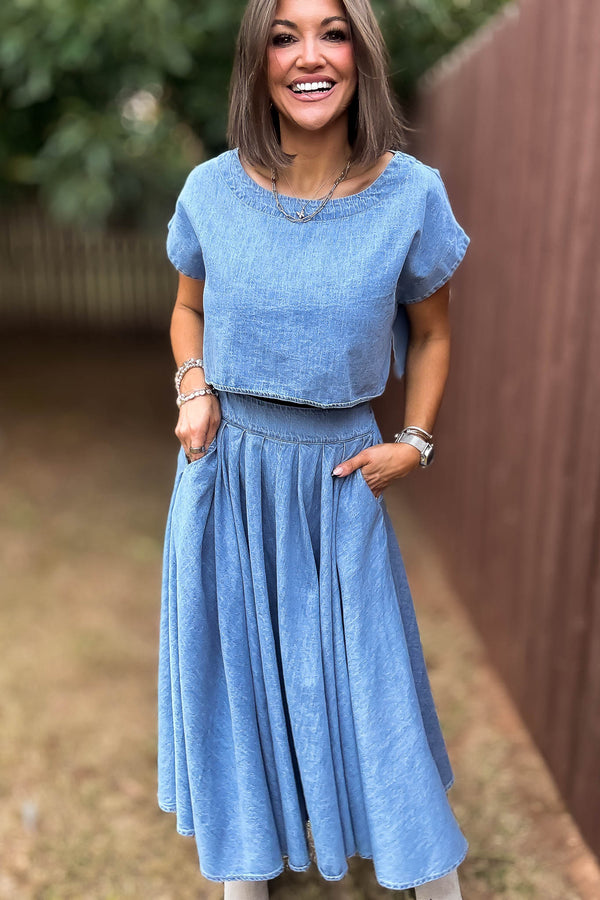 Mable I'm Choosing Happiness Denim Skirt