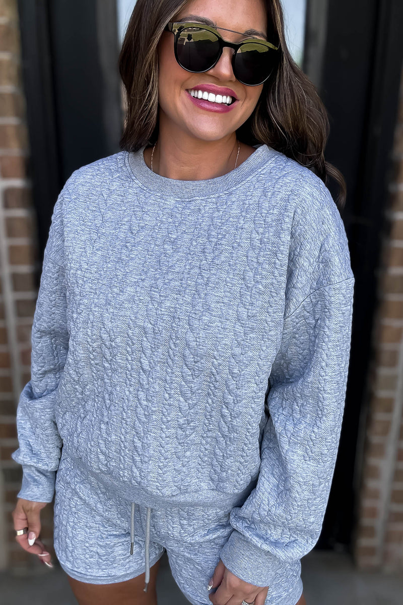 Heather Grey Cable Knitted Top