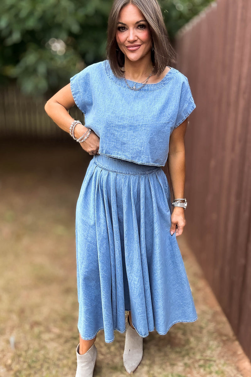 Mable I'm Choosing Happiness Denim Skirt