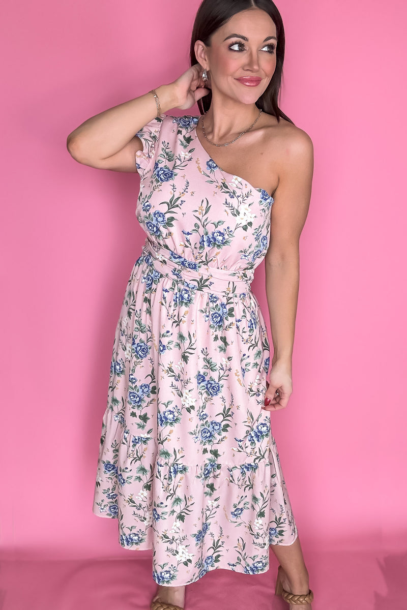 Give Them The Cold Shoulder Peach Floral Dress