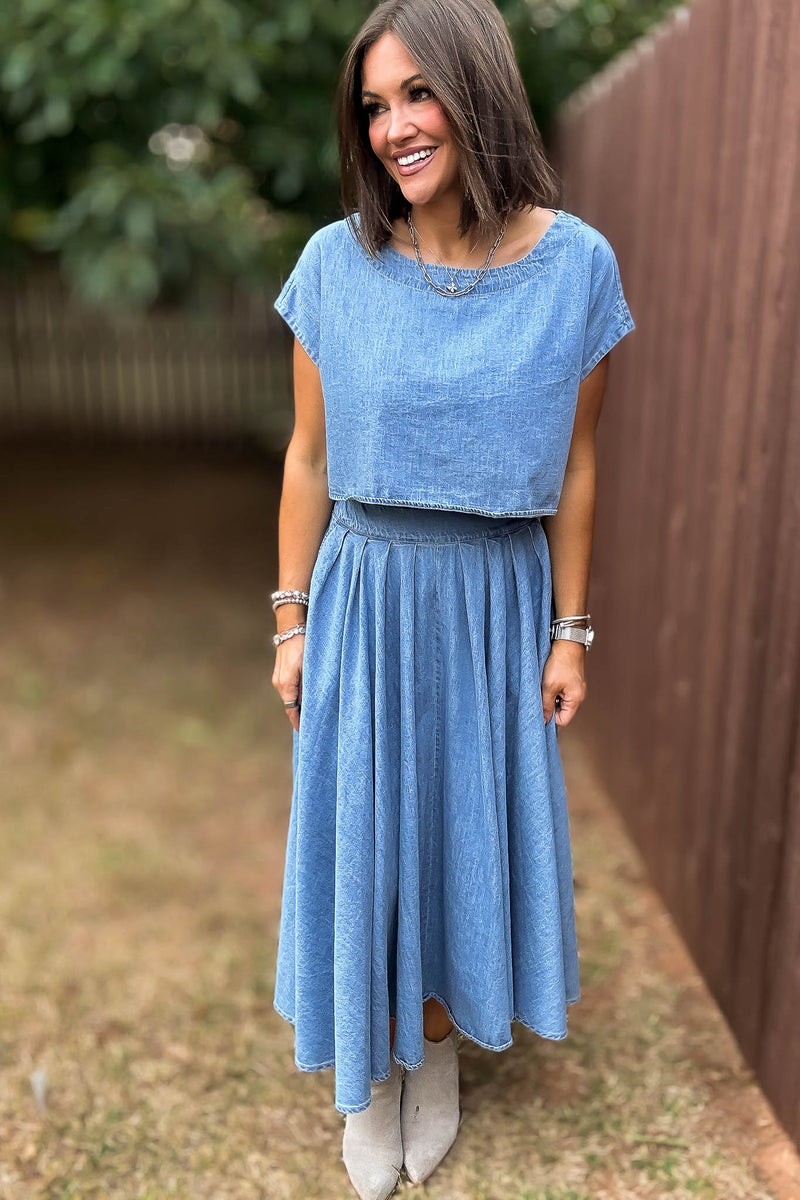 Mable I'm Choosing Happiness Denim Skirt