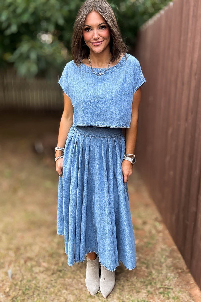 Mable I'm Choosing Happiness Denim Skirt