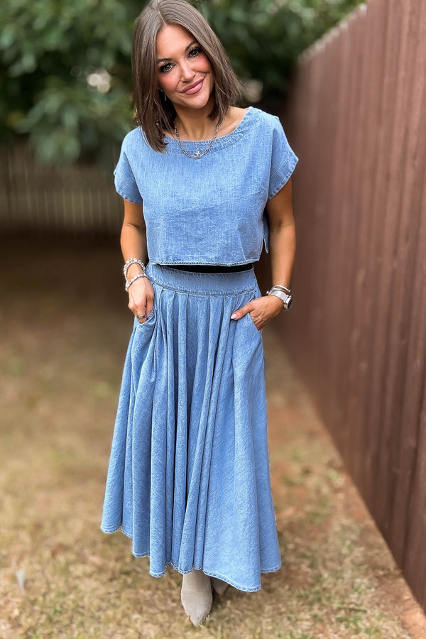 Mable I'm Choosing Happiness Denim Skirt