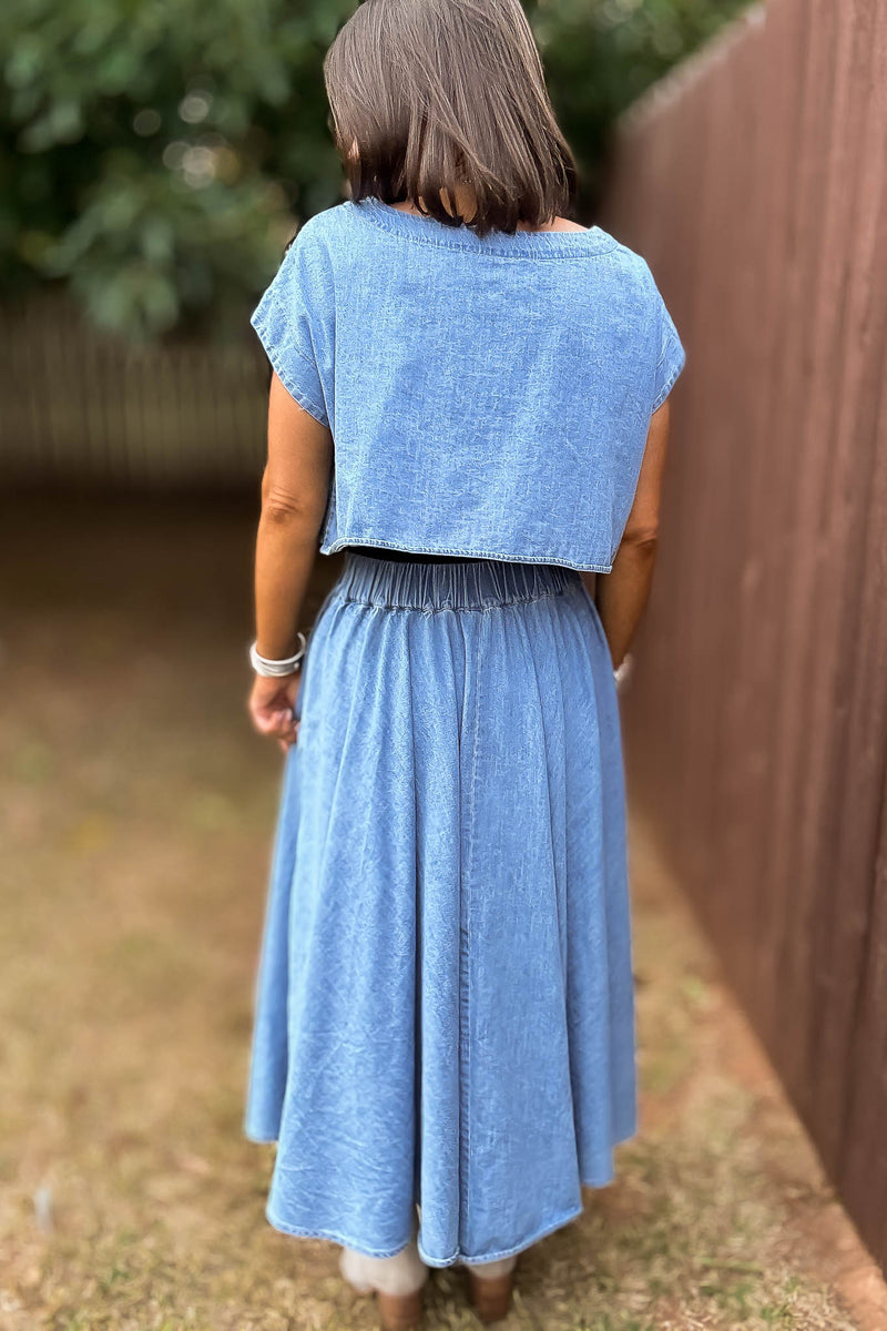 Mable I'm Choosing Happiness Denim Skirt