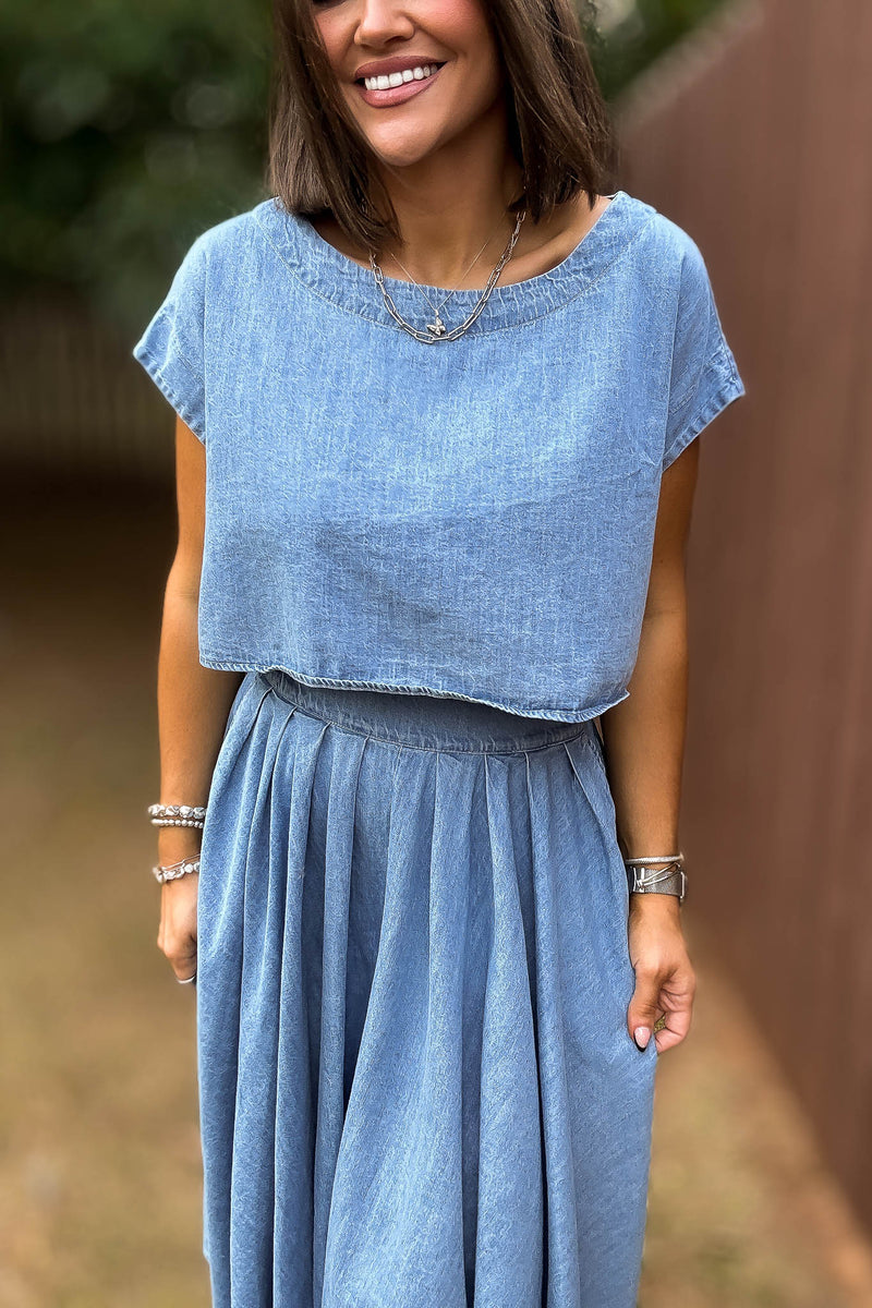 Mable I'm Choosing Happiness Denim Top