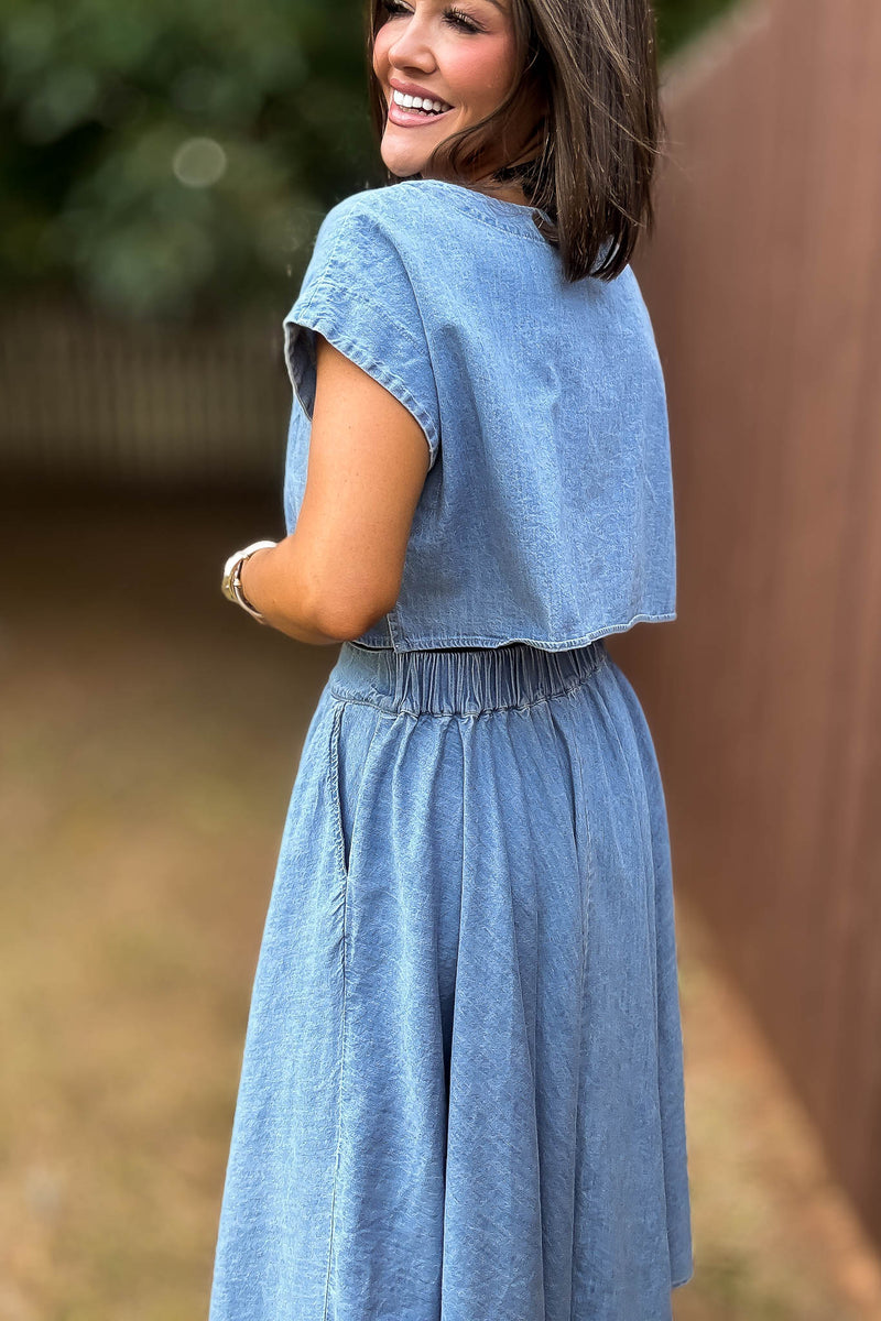 Mable I'm Choosing Happiness Denim Top