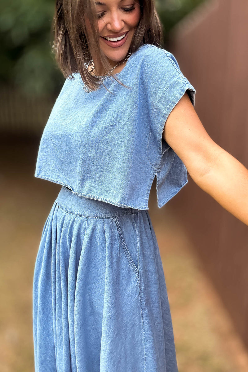 Mable I'm Choosing Happiness Denim Top