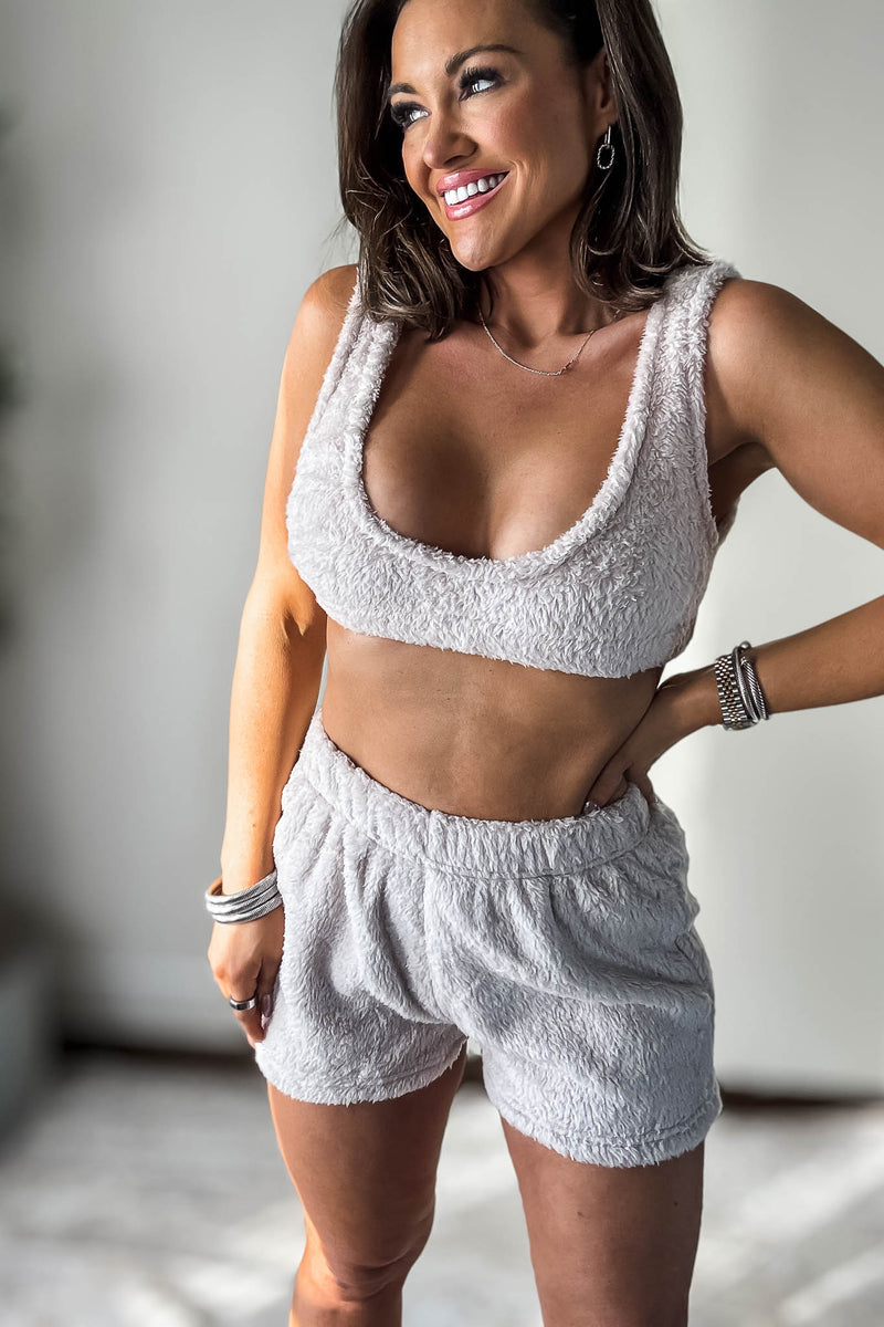 Cozy Fleece Milk Tea 3 Piece Cardigan Pajama Set