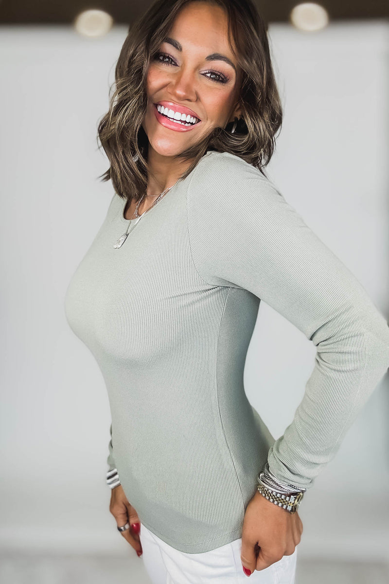 Barely There Shadow Boat Neck Micro-Ribbed Top