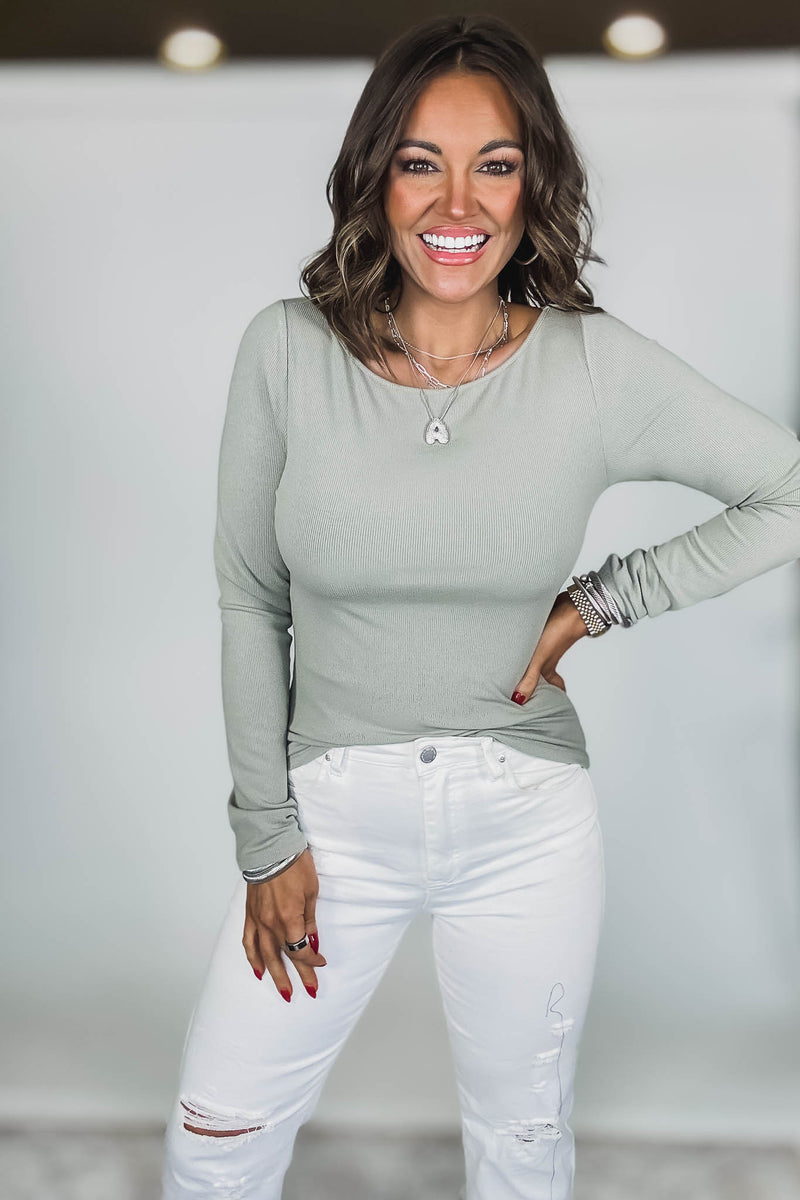 Barely There Shadow Boat Neck Micro-Ribbed Top