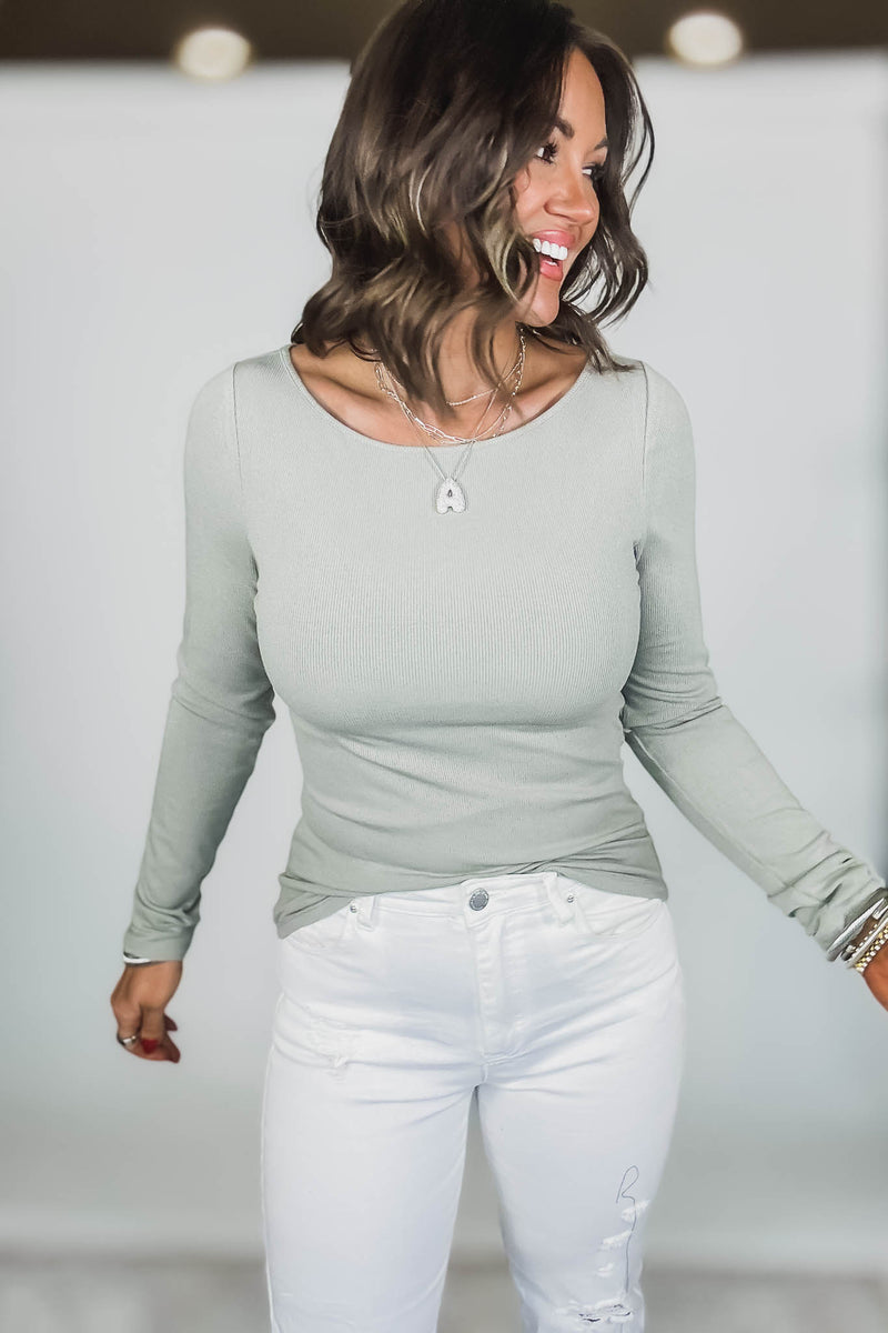 Barely There Shadow Boat Neck Micro-Ribbed Top