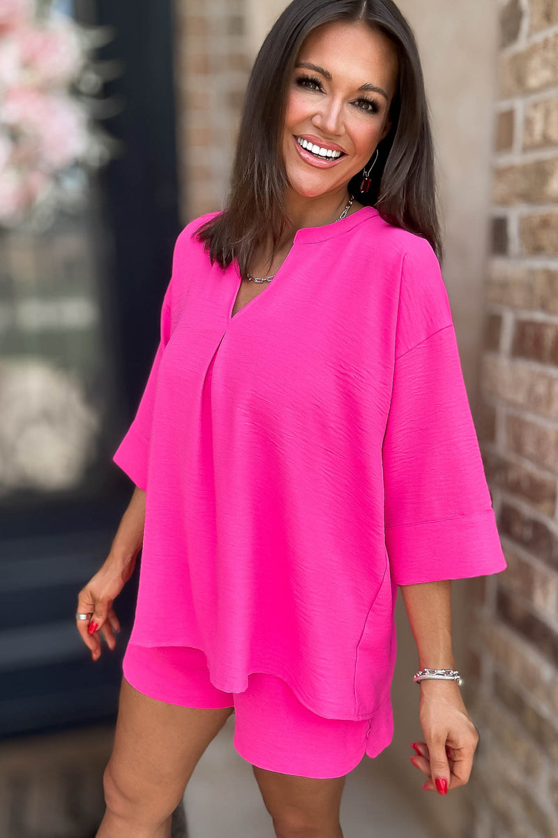 The Nothing But Time Jodifl Hot Pink Top