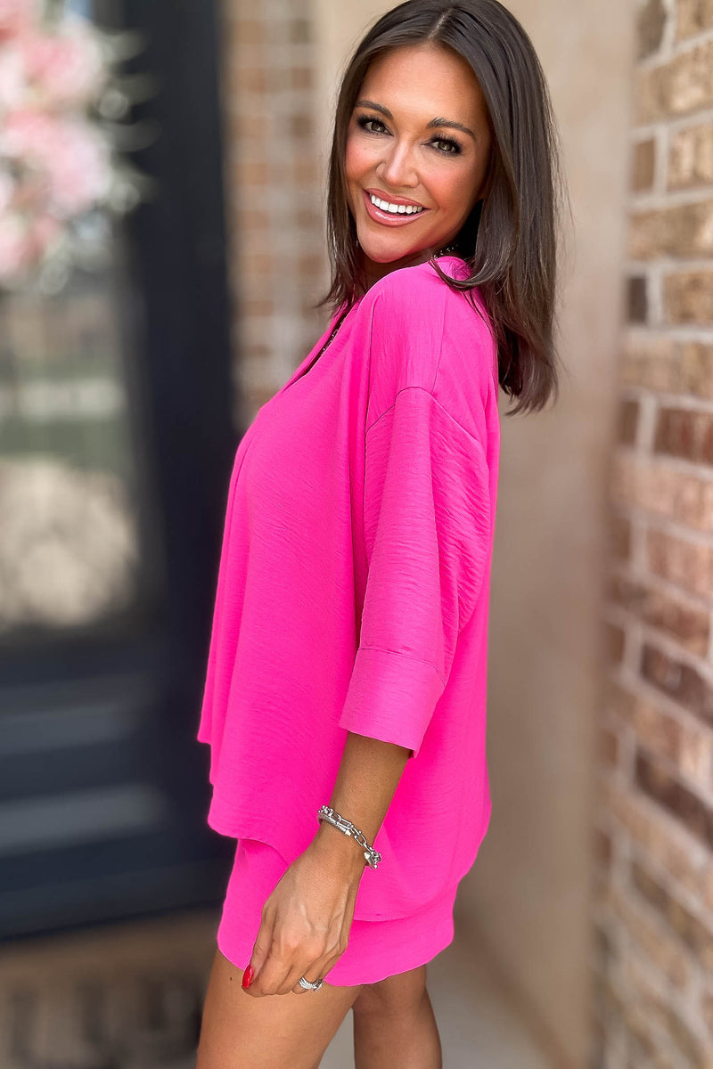 The Nothing But Time Jodifl Hot Pink Top