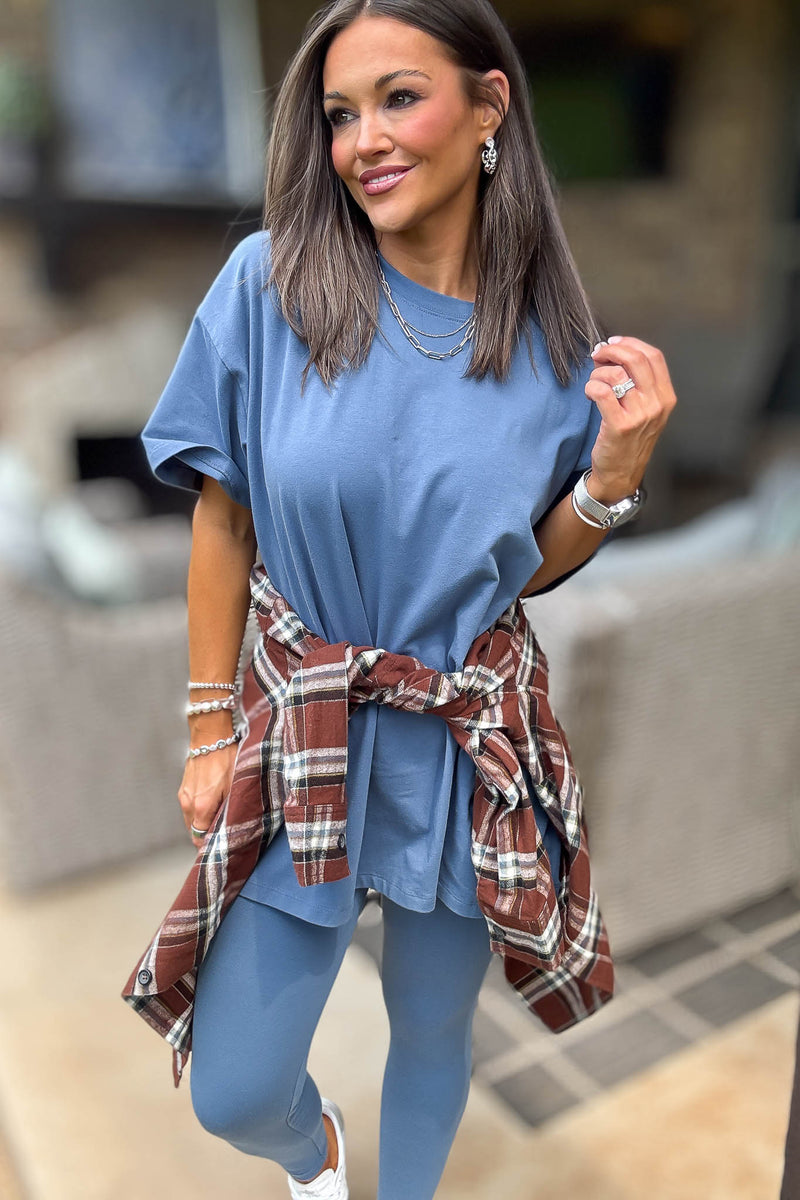 Brown Loose Fit Plaid Button Detail Top With Pocket