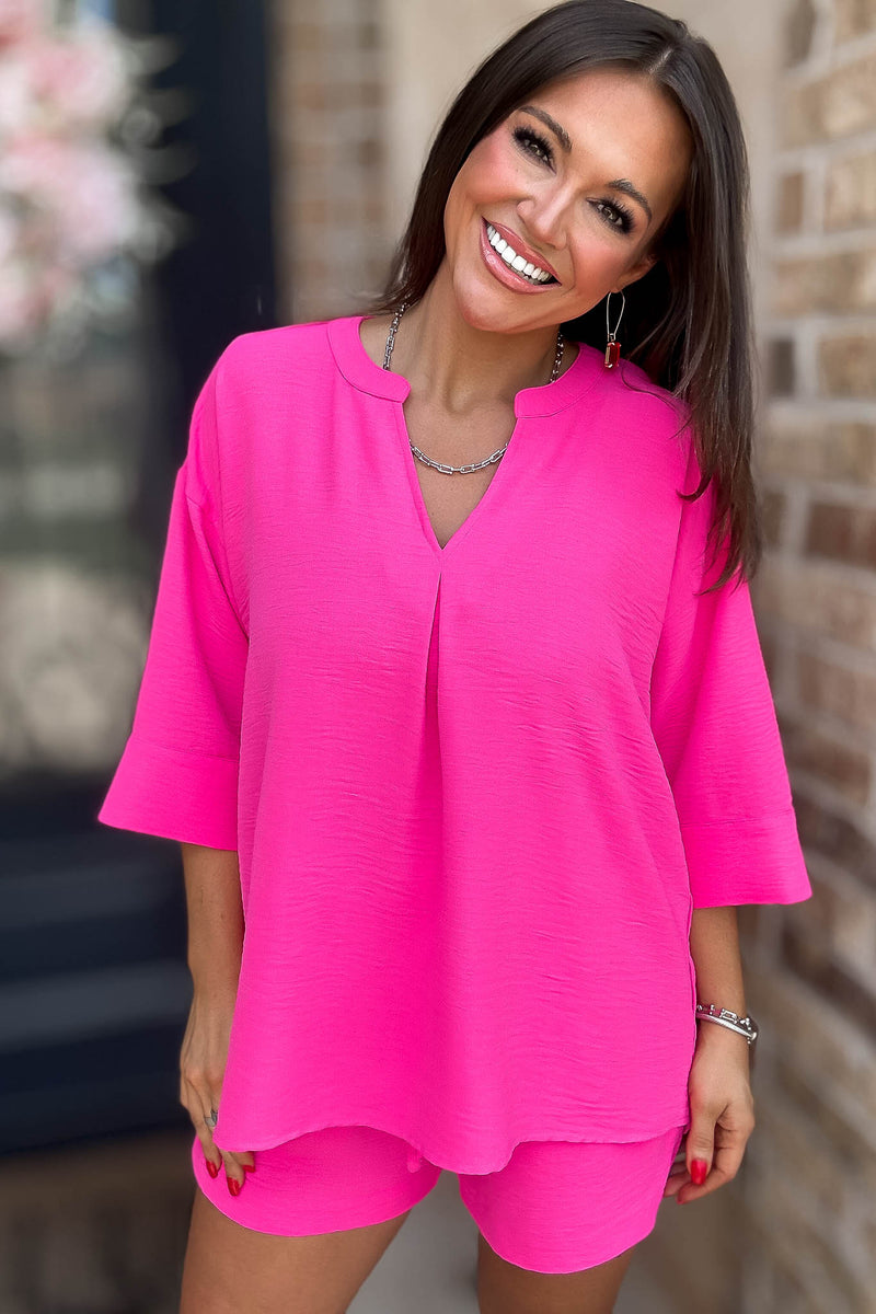 The Nothing But Time Jodifl Hot Pink Top