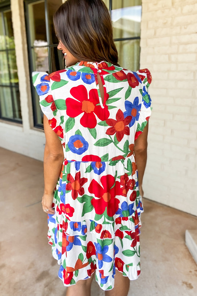 Party Anytime Floral Print Ruffle Tiered Dress