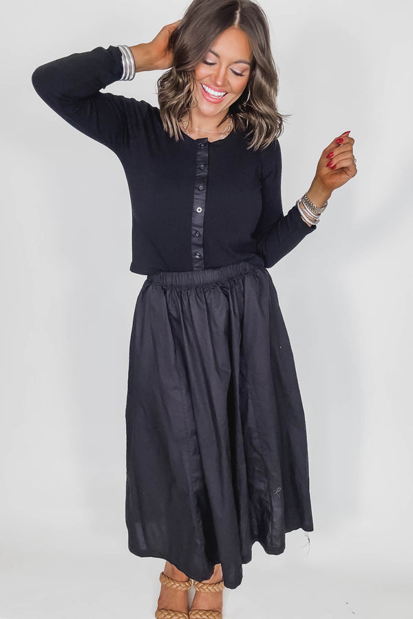 Spring Breeze Black Skirt