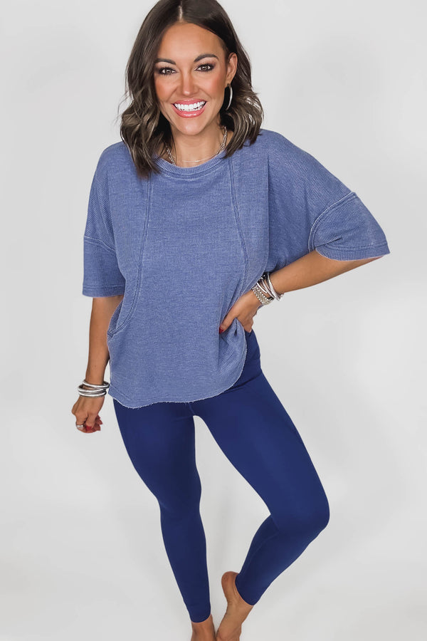 Cotton Blend True Blue Mineral Wash Waffle Short Sleeve Tee