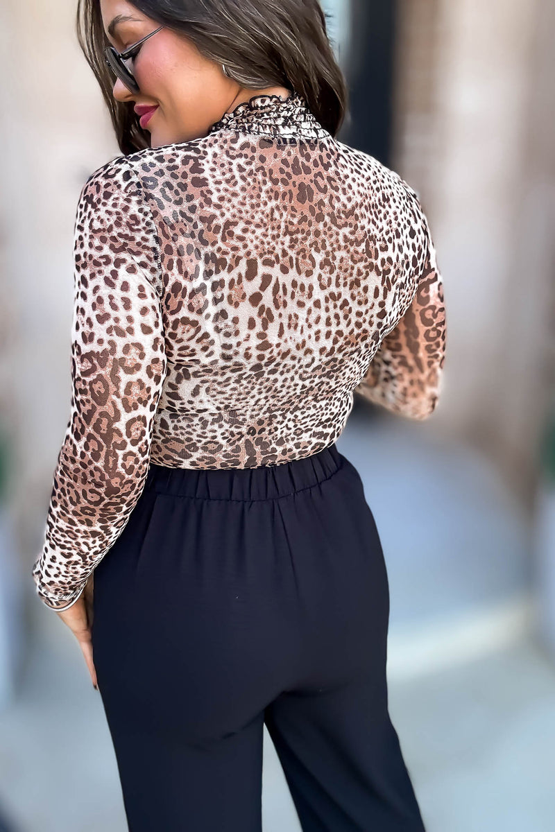 Mesh Leopard Print Bodysuit