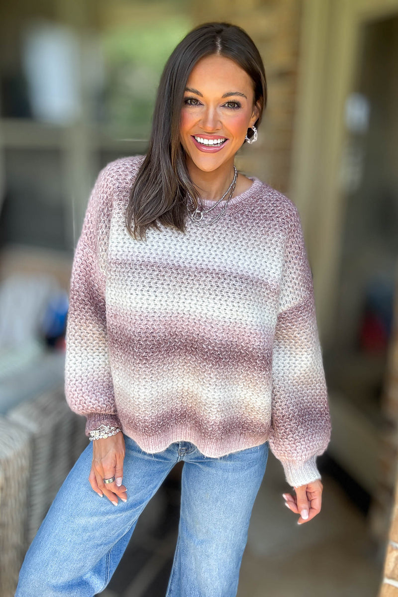 Stripe Ombre Long Sleeves Sweater