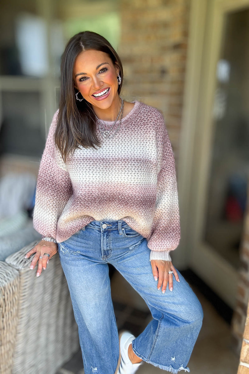 Stripe Ombre Long Sleeves Sweater