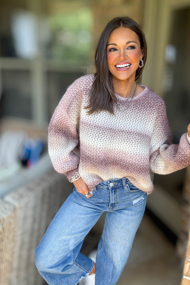 Stripe Ombre Long Sleeves Sweater