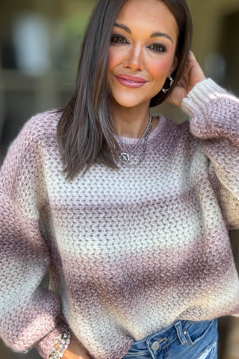 Stripe Ombre Long Sleeves Sweater