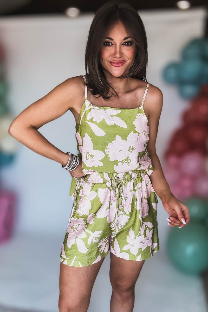 Mint And Pink Tie Back Chest Strap Top and Short Set